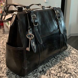 Fossil black leather bag